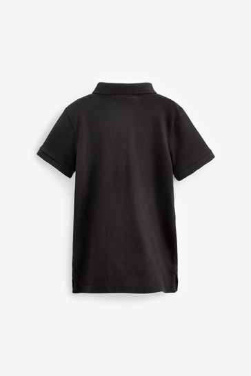 Buy Black Short Sleeve Polo Shirt 3 16yrs from Next Luxembourg