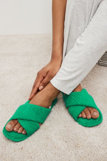 Green Towel Slider Slippers