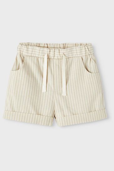 Lil Atelier Cream Pinstripe Shorts