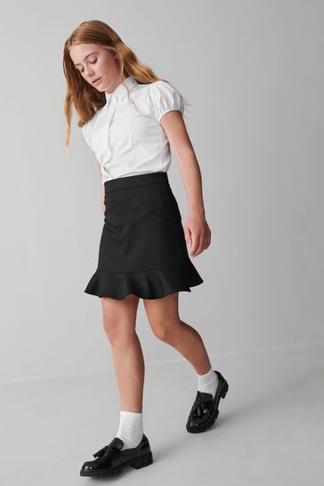 Clarks Black Senior Girls School Peplum Skirt