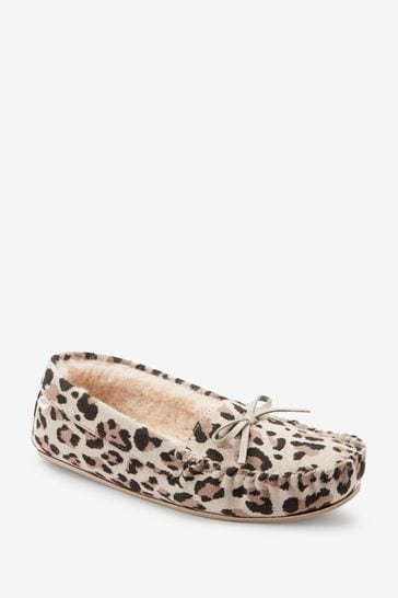 Leopard online moccasin slippers