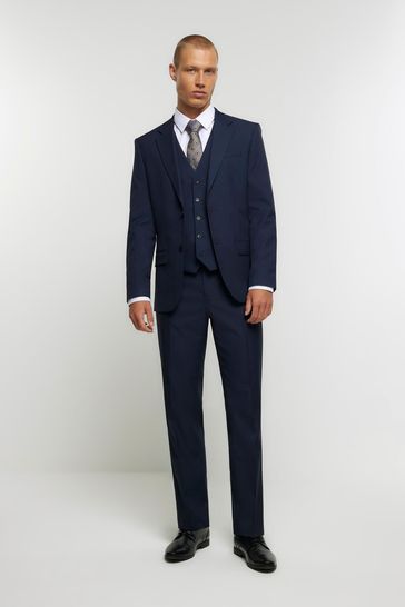 Buy River Island Blue Twill Skinny Fit Suit Trousers from Next Luxembourg