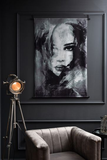 Libra Black Velvet Watercolour Portrait Wall Hanging