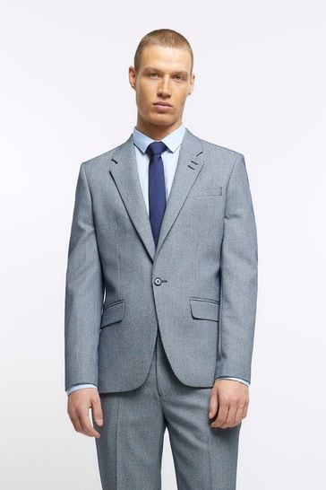 Buy River Island Blue Skinny Fit Suit Houndstooth Jacket from Next Estonia