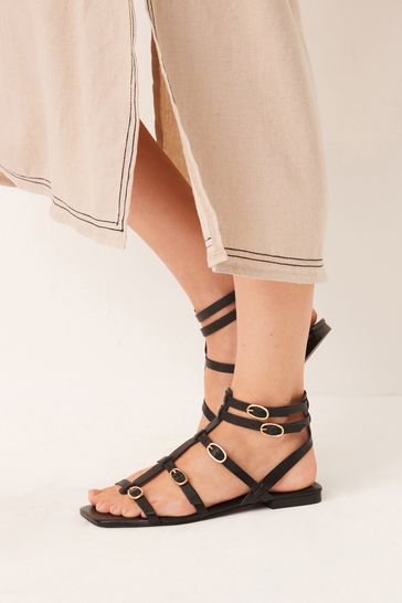 Ladies black outlet gladiator sandals