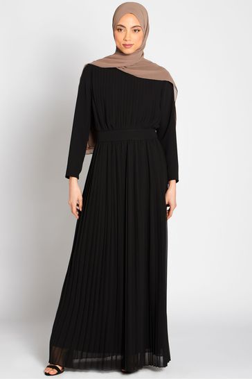 Aab Black Pleat Maxi Dress