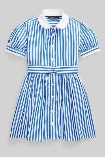 Polo Ralph Lauren Girls Stripe Short Sleeve Logo Shirt Dress