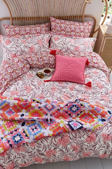 Joules Pink Garland Floral Duvet Cover and Pillowcase Set