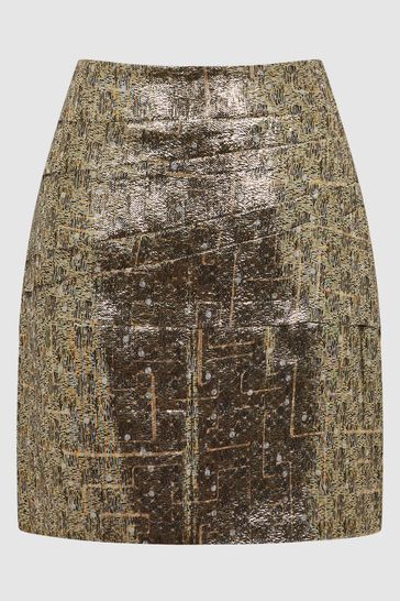 Buy Reiss Gold Miller Metallic Mini Skirt from Next Luxembourg