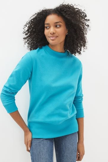 Blue Essentials Longline Cotton Sweatshirt