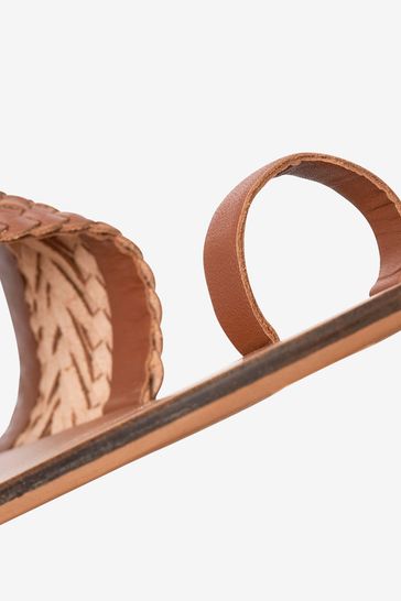 Tan leather cheap woven sandals