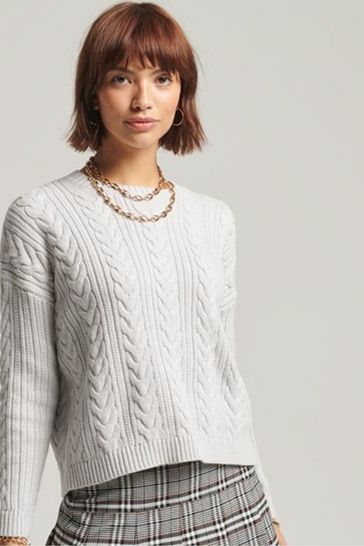 Superdry dropped shoulder cable crew neck jumper shop