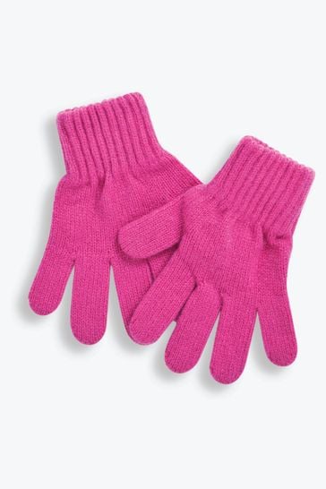 JoJo Maman Bébé Fuchsia Plain Knitted Gloves