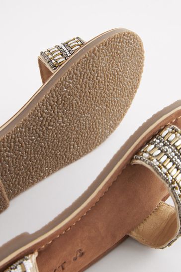 Gold best sale beaded sandals