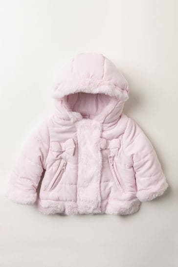 Rock-A-Bye Baby Boutique Pink Faux Fur Trim Padded Coat
