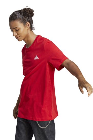 adidas Red Sportswear Essentials Single Jersey Embroidered Small Logo T-Shirt