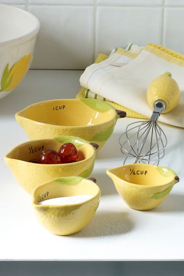 Yellow Whisk & Measuring Cups Lemon Ceramic
