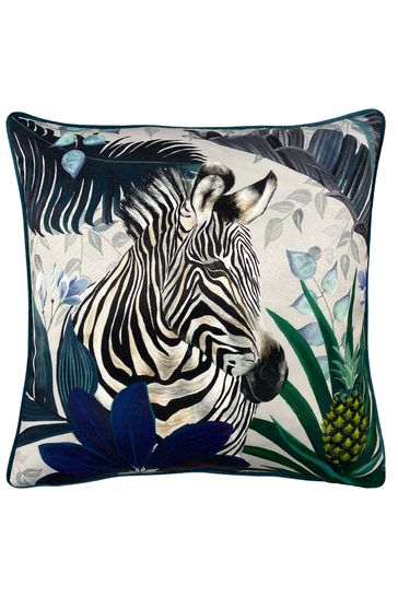 Riva Paoletti Multicolour Kala Zebra Printed Velvet Cushion