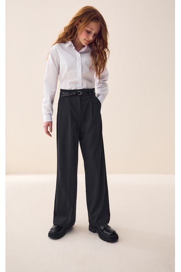 Black Senior Wide Leg Belted School Trousers 9 18yrs