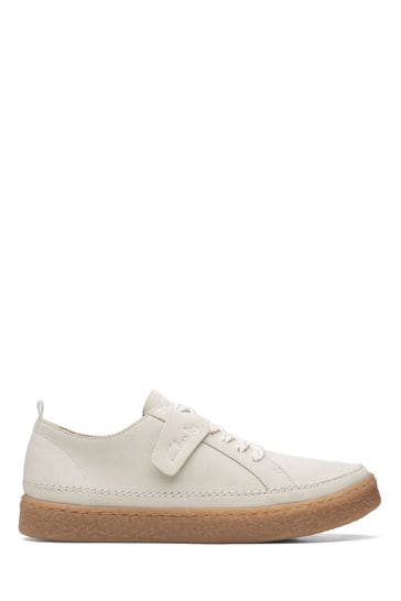 Clarks White Leather Barleigh Lace Shoes