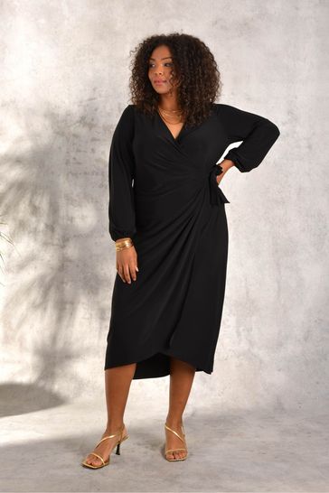 Buy Live Unlimited Curve Black Jersey Wrap Dress from Next Luxembourg