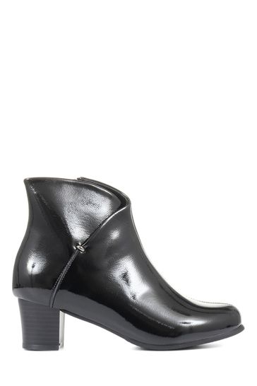 Pavers Black Wider Fit Block Heel Ankle Boots