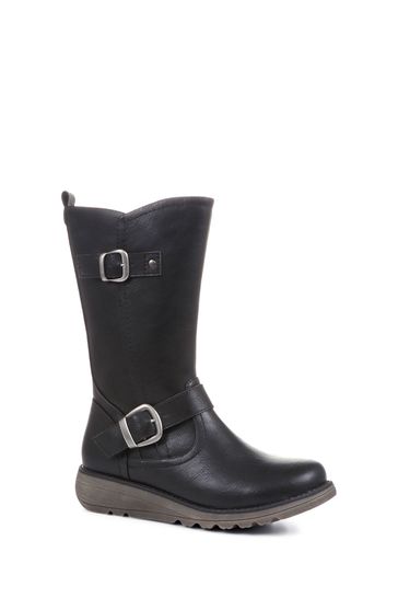 Buy Pavers Wedge Heel Black Calf Boots from Next Luxembourg