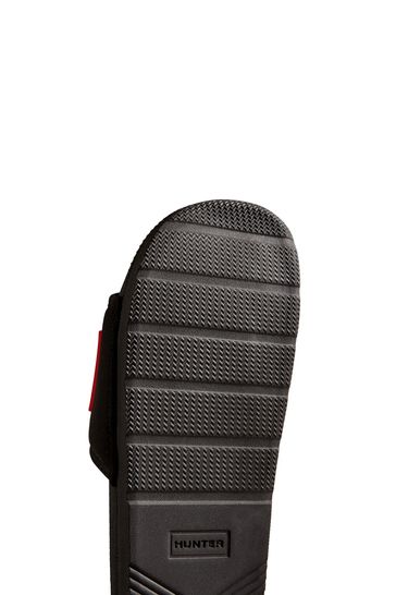 Hunter Mens Black Neo Logo Slide Sandals