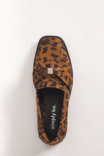 Wide fit leopard print loafers sale
