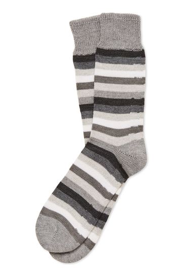 Celtic & Co. Mens Grey Merino Cotton Stripe Socks