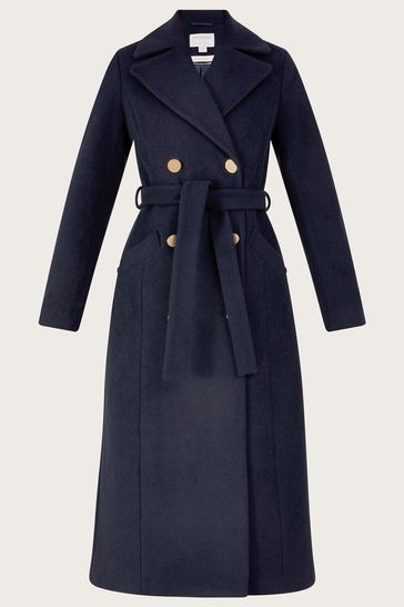 Buy Monsoon Blue Lola Belted Wool Mix Trench Coat from Next Luxembourg