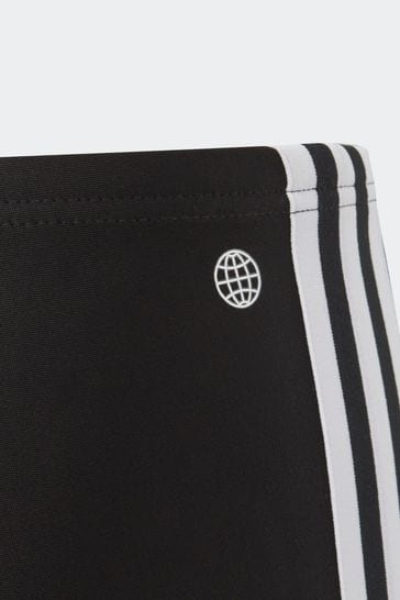 adidas Black Junior Classic 3 Stripes Swim Jammer Shorts