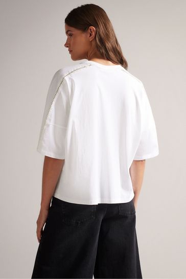 Buy Ted Baker Peyrrie White T-Shirt With Zig Zag Stitch from Next