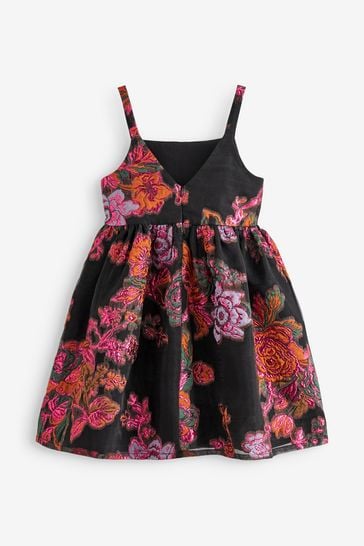 Black floral party outlet dress