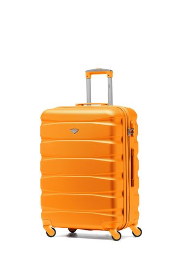 Flight Knight Orange Medium Hardcase Lightweight Check In Suitcase With 4 Wheels