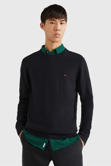 Tommy hilfiger black shop crew neck jumper