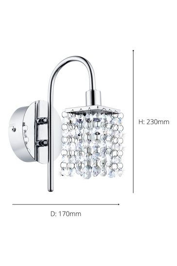 Eglo Silver Crystal Olmonte 1 Light Bathroom Wall Lamp