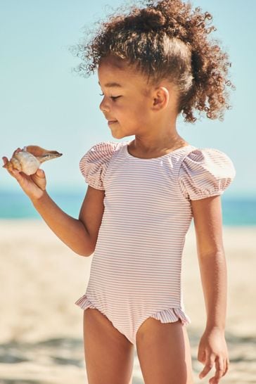 Lilac Purple Puff Sleeve Swimsuit 3mths 7yrs