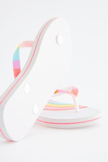 White rainbow flip flops sales
