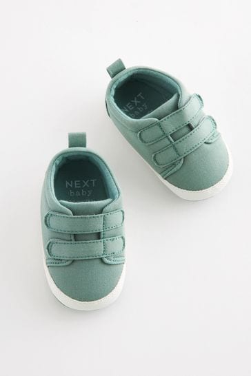 Duck Egg Blue Two Strap Baby Pram Shoes (0-24mths)