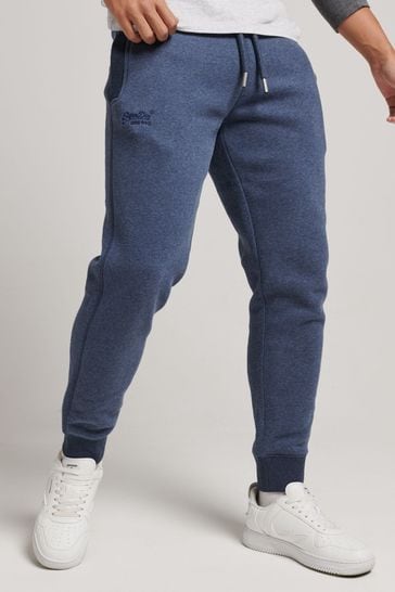 Superdry Navy Marl Organic Cotton Vintage Logo Embroidered Joggers