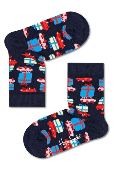 Happy Socks Kids Blue Holiday Shopping Socks