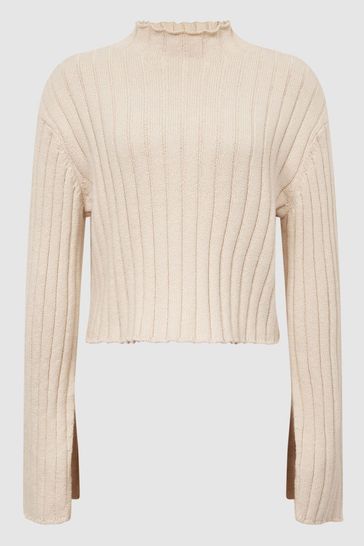 High neck cropped jumper deals