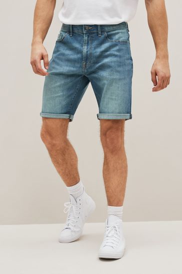 Buy Light Blue Slim Stretch Denim Shorts from Next Luxembourg
