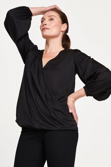 Thought Kori Black Supersoft Modal Jersey Wrap Top