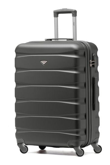 Flight Knight Charcoal Medium Hardcase Lightweight Check In Suitcase With 4 Wheels