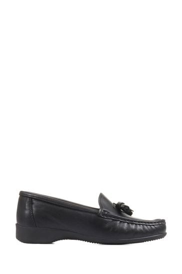 Wide fit black leather loafers womens sales