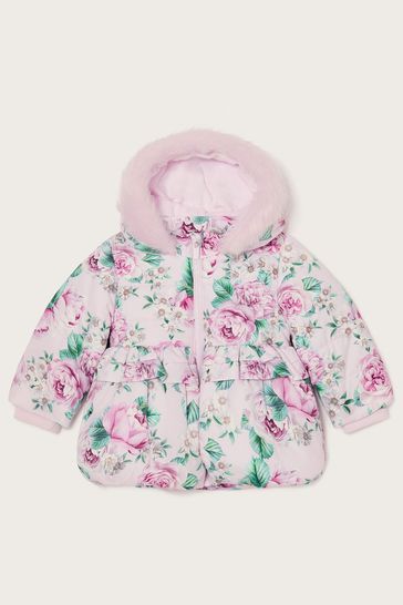 Buy Monsoon Orange Baby Floral Padded Coat from the Next UK online shop