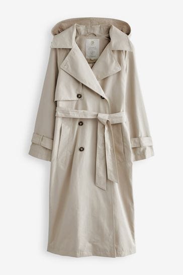Belted hooded trench coat store