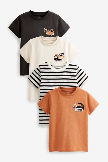 Pack de 4 camisetas de manga corta monocromo (3 meses a 7 años)